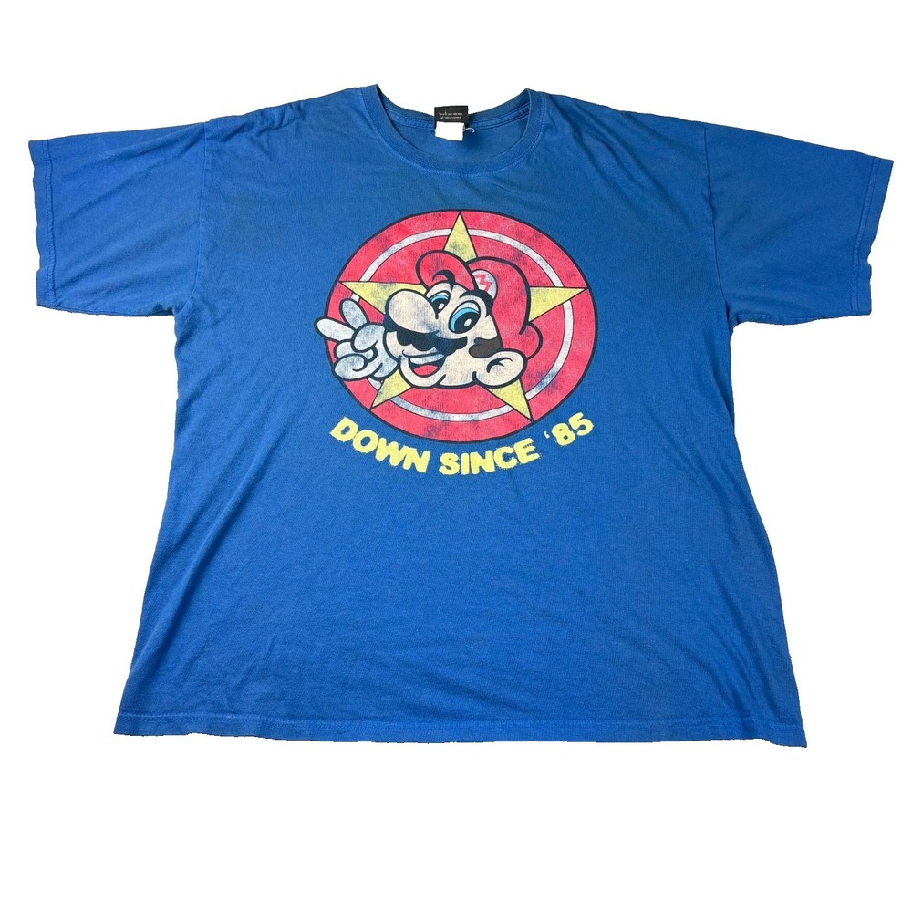 Nintendo Mario Shirt 2007 "Down Since '85" Blue Graphic Size XL Super Mario Bros